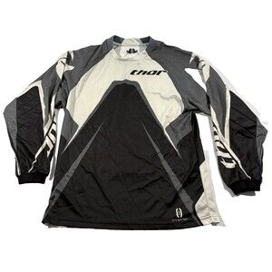 Thor Phase Motocross Long Sleeve Racing Jersey Black White Dirt-Bike Shirt Sz S